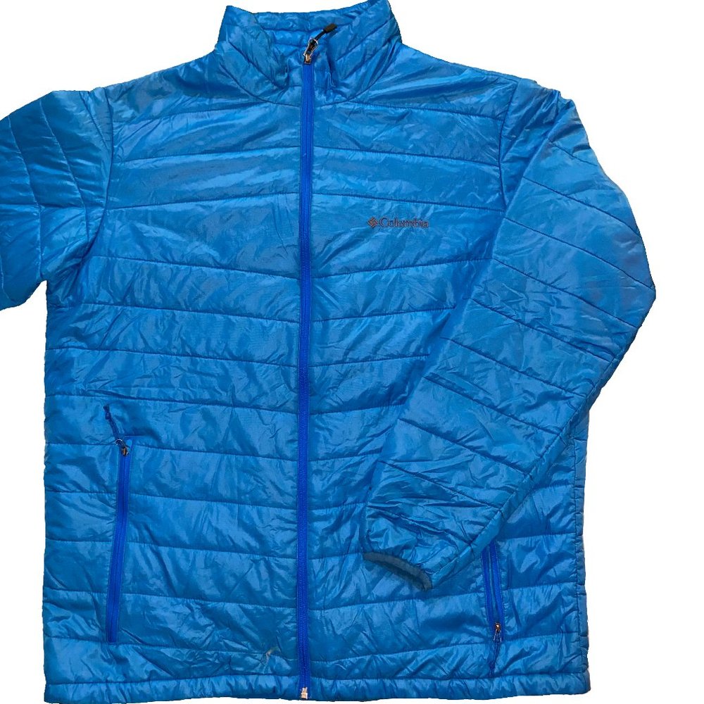 Columbia Puffer coat mens Large omni-heat Down blue